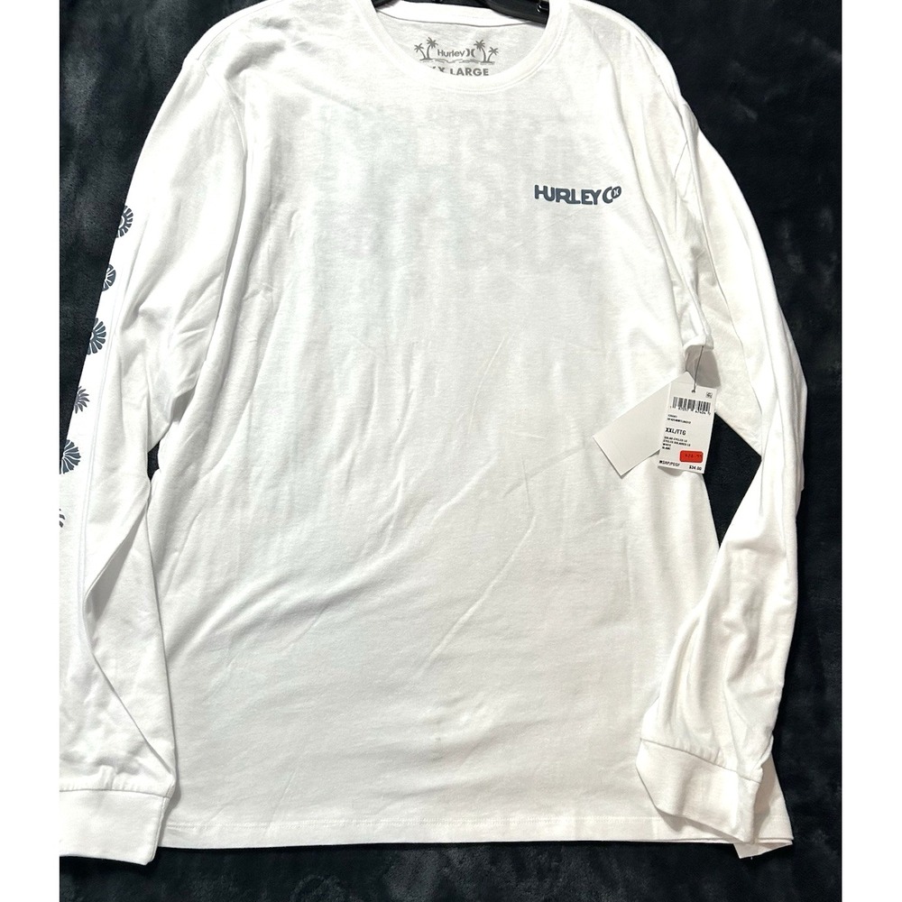 Hurley Long Sleeve Solar Cycles Mens 2XL T Shirt Tee Surf White (C3)
